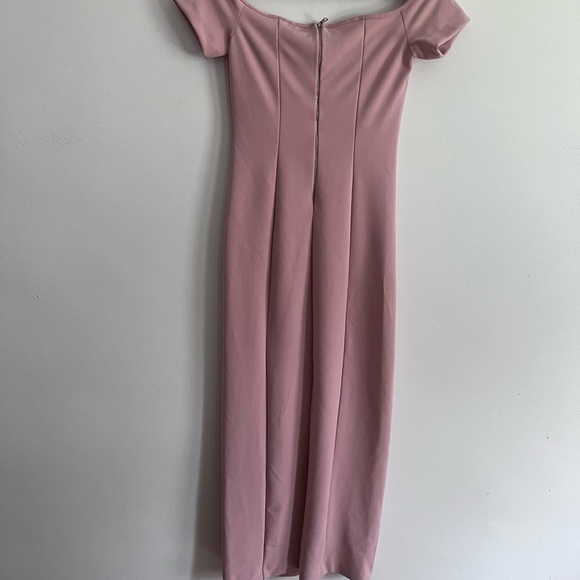 ZARA Off Shoulder TOPSTITCHED MIDI DRESS PALE PINK - Picture 4 of 13